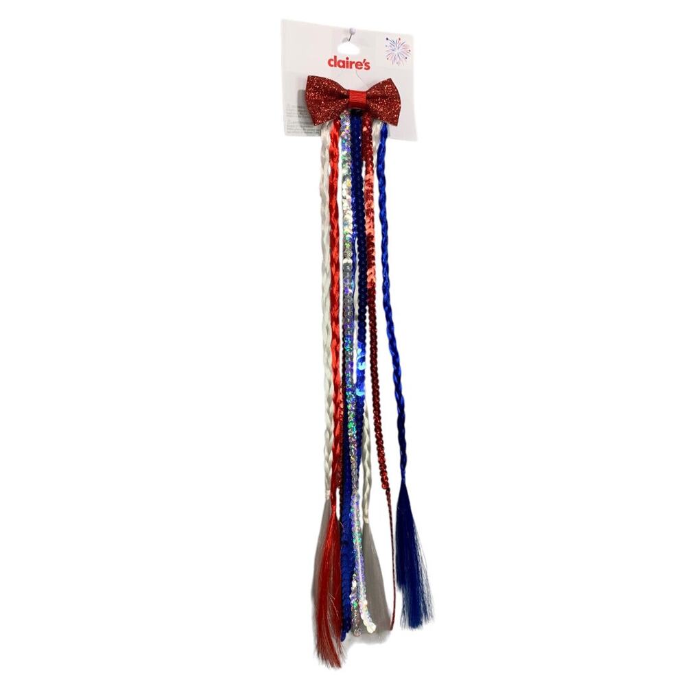 Claires‎ New Hair Clip 15 Inch Long Sparkly Patriotic USA
